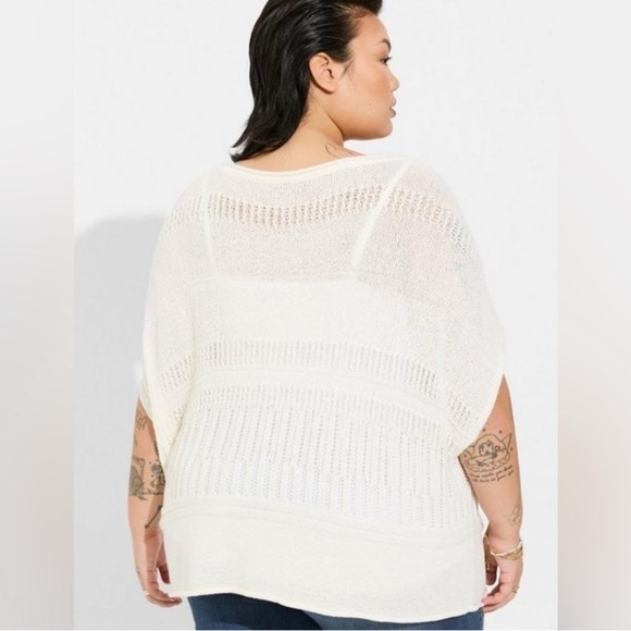 NWT Torrid Pointelle Boat Neck Boxy Cropped Sweater Size 3X/4X - Picture 3 of 10